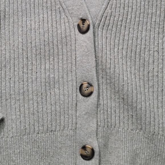 H&M Cardigan Sweater Women’s Large Gray Ribbed Button Front Knit - Picture 3 of 6